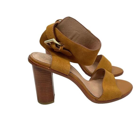 Joie suede mustard yellow ankle strap heels sandals Size 39.5 - Picture 7 of 9